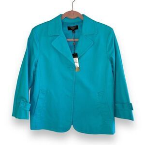 NWT Talbots Petites Teal Blue Sport Jacket Size 12P